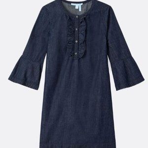 Chambray Ruffle Shift Dress
